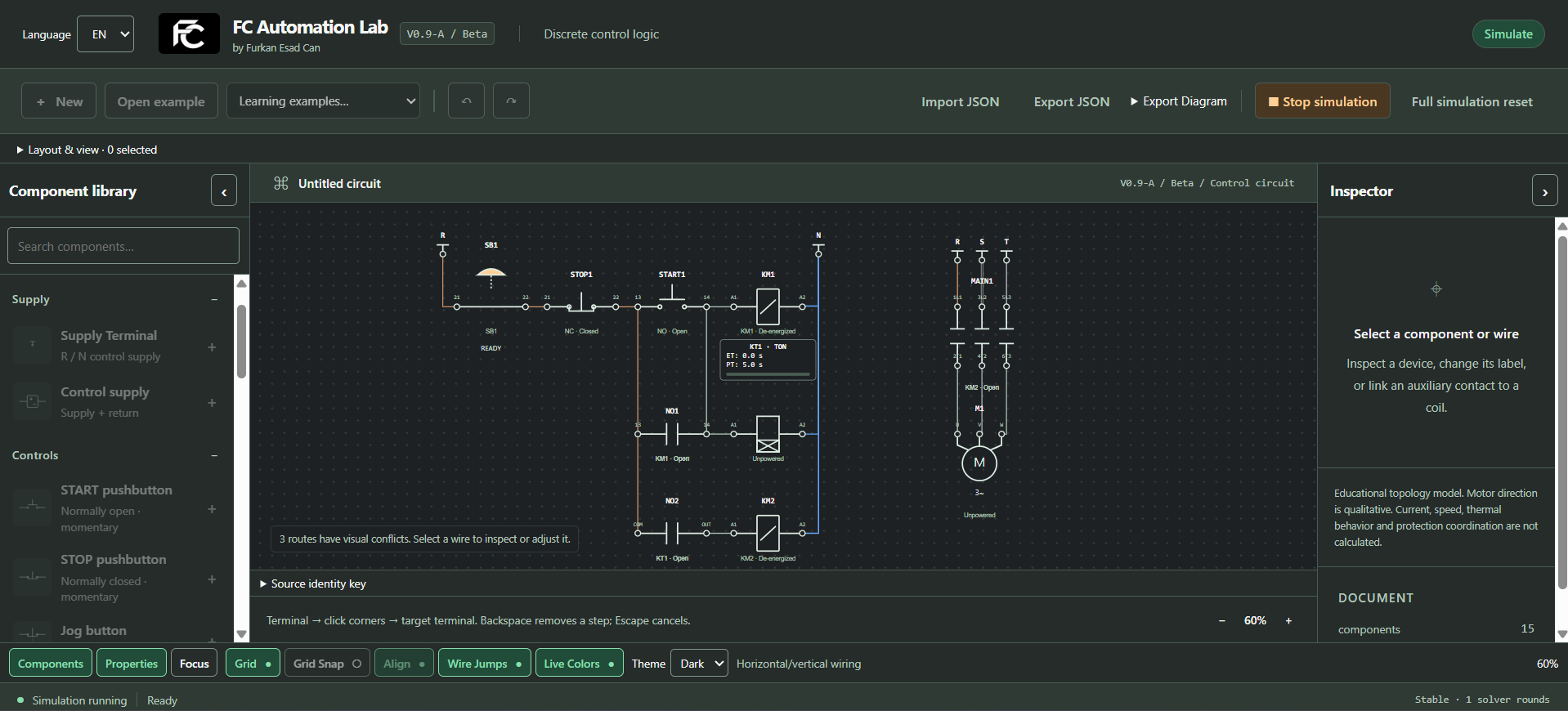 FC Automation Lab workspace and Component Library