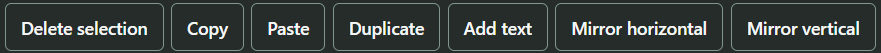 V1.0 English toolbar: selection, copy, duplicate, text and mirror controls