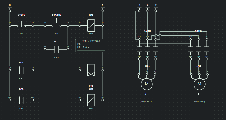 İki Motorun Sıralı Çalıştırılması — FC Automation Lab örnek devresi